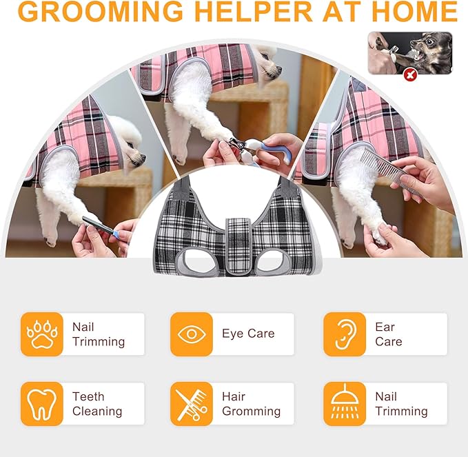 BEAUTYZOO Dog Grooming Hammock, Small Dog Sling for Nail Trimming, Dog Hanging Harness for Claw Care with Thick Fabric Neck Support Wide Strap Restraint Cat Grooming Hammock, Black XS