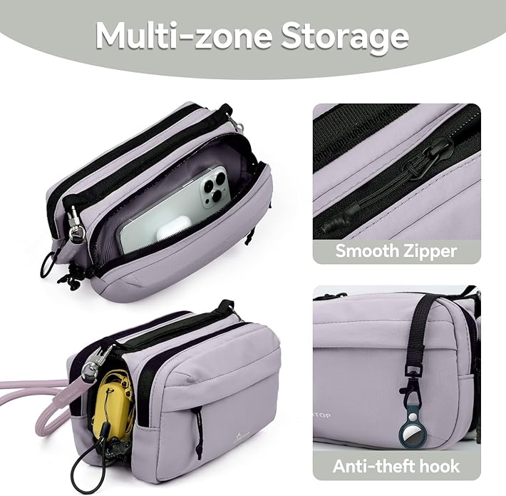 Small Crossbody Travel Bag for Women, Water-Resistant Nylon, RFID Blocking, Organizer with Bottle Slot, Adjustable Rope Strap