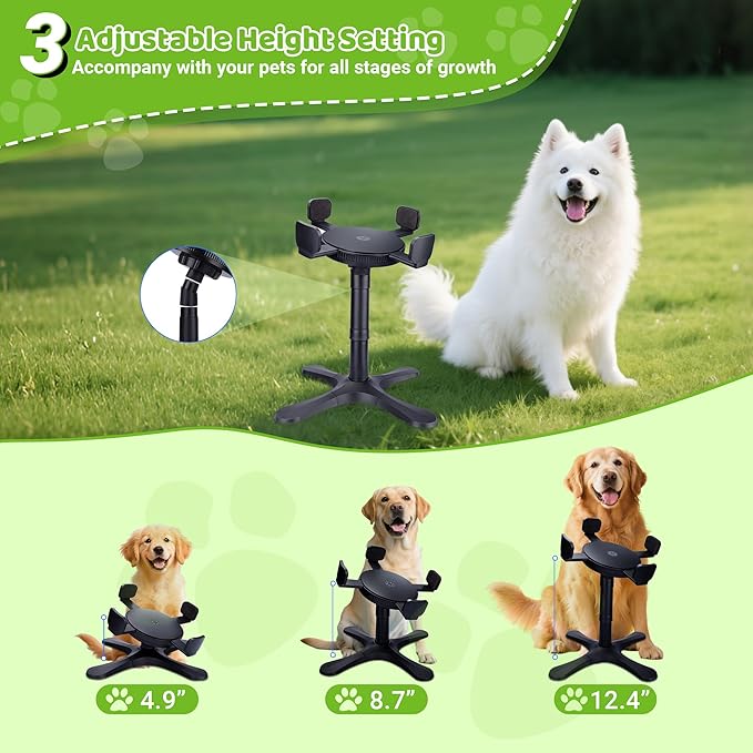 Dog Bowls,Elevated Adjustable Dog Bowl Stand with 3 Heights & Tilted Feeding Design, Raised Stand Compatible with Medium & Large Breeds(with Stainless Steel Bowls-Black)