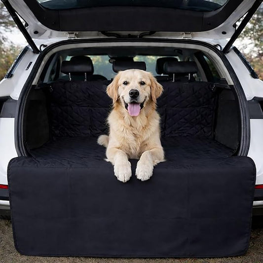 Waterproof SUV Dog Cargo Liner Mat - Heavy Duty Pet Seat Cover for SUV Sedan Van, Non-Slip Back Trunk Protector with Bumper Guard, Large Universal Fit (Black) (CHBX-D-01)