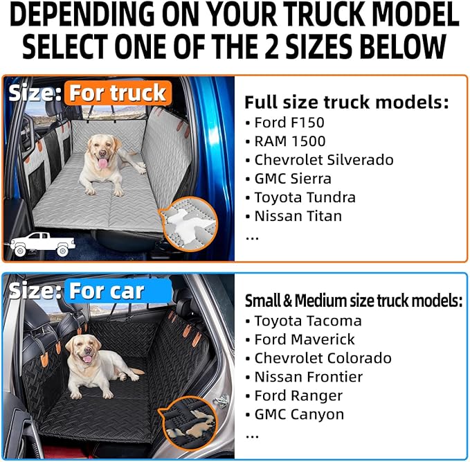Dog Back Seat Extender for Truck,Dog Seat Cover Back Seat,Dogs Hammock,Hard Bottom Backseat Extender for Pet,Pet Seat Cover for F150/RAM1500/Silverado