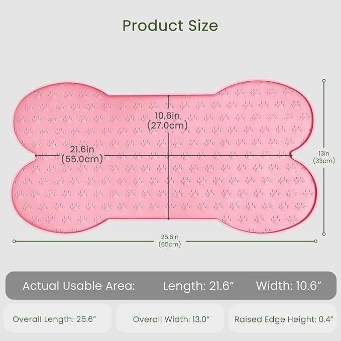 Dog Food Mat Anti-Slip Silicone Dog Bowl Mat Thicker Pet Placemat Waterproof Cat Feeder Pad with Raised Edge Puppy Kitten Feeding Mats Suitable Small Medium-Sized Dogs Cats Eating Tray