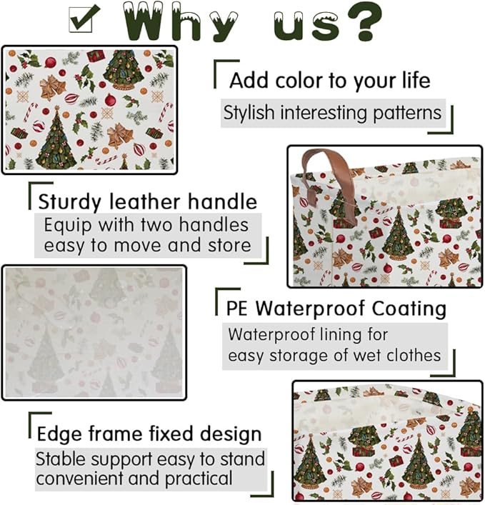 FXOCSHE Rectangular Christmas tree Basket,Nursery Hamper,Waterproof and foldable Tree Basket Baby Storage Bin,Boy and Girls Christmases Room Decor,gift basket(Christmas tree)