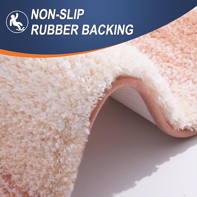 OLANLY Bathroom Rugs Mat 59x20, Extra Soft Absorbent Microfiber Bath Rugs, Rubber Backing, Quick Dry, Machine Washable Bath Mats for Bathroom Floor, Tub and Shower, Home Decor Accessories, Peach