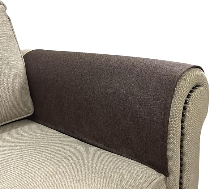 NOYOURS Couch Arm Covers, Anti-Slip Sofa Armrest Cover for Recliner, 2pc Washable Sofa Arm Covers, Dogs Cats Pet Scratch Proof Couch Arm Protectors, Brown, 20x24inch