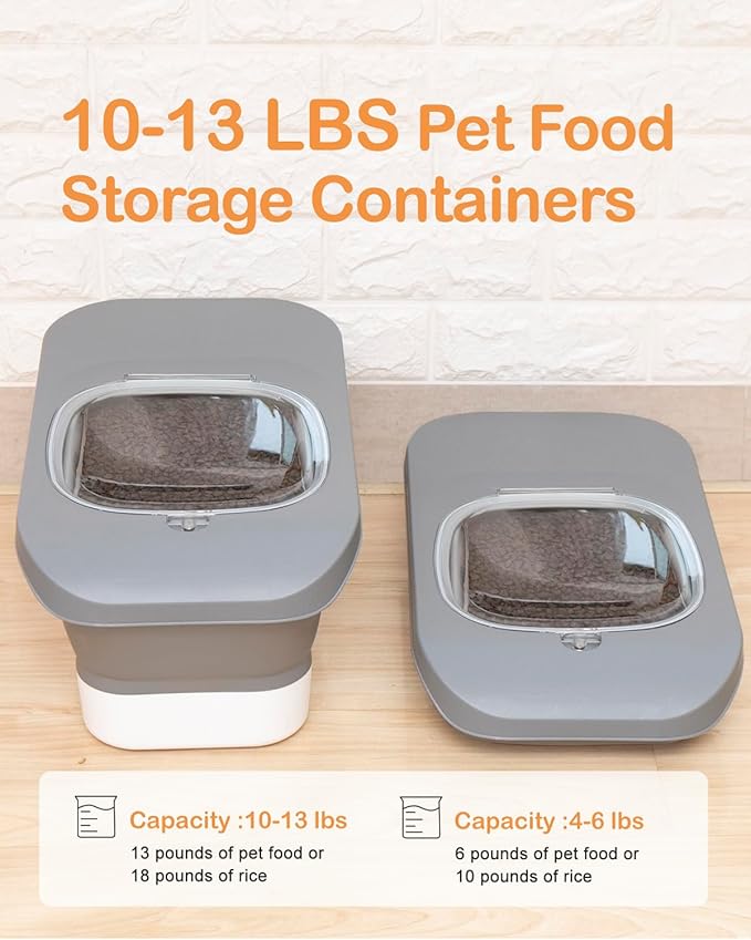 DDMOMMY 10-13 Lbs Dog Food Stroage Container, Collapsible Dog Food Containers with Airtight Lid, Pet Food Scoop and Silicone Dog Bowl, Pet Food Storage Container Dry Food for Dog, Cat and Other Pets
