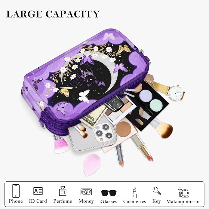 BIAOTIE Wristlet Purses for Women, Nylon Small Crossbody Bags with Adjustable Strap 3 Zipper Wristlet Wallet Phone Organizer