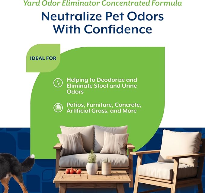 NaturVet – Yard Odor Eliminator – Eliminate Stool and Urine Odors from Lawn and Yard – Designed for Use on Grass, Plants, Patios, Gravel, Concrete & More – 31.6 oz Ready-to-Use with Nozzle
