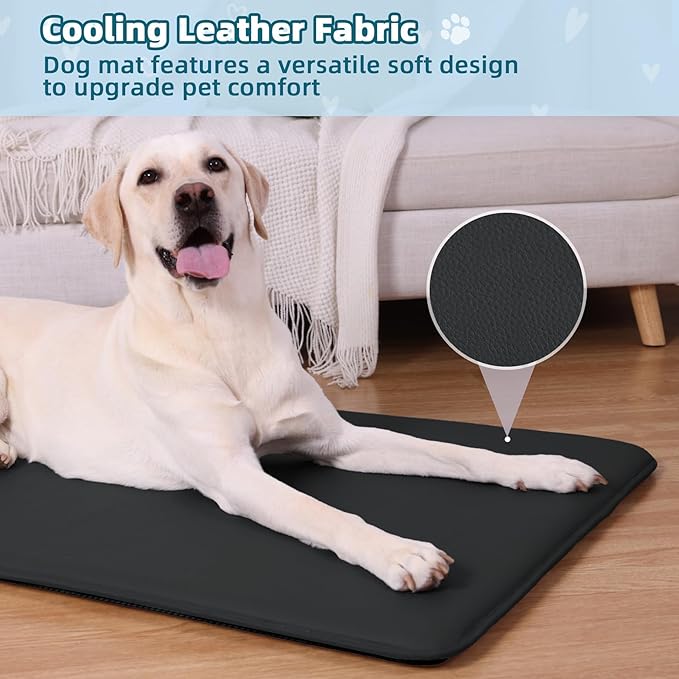 Dog Crate Pad Mat, Waterproof Kennel Cage Mat, Cooling Pet Bed for Medium Large Dogs, Outdoor Pet Bed with High Resilience Foam,Wipe Clean & Easy Rinse, Anti Slip 35 inch Black