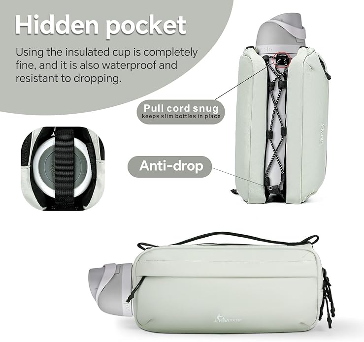 Small Crossbody Travel Bag for Women, Water-Resistant Nylon, RFID Blocking, Organizer with Bottle Slot, Adjustable Rope Strap