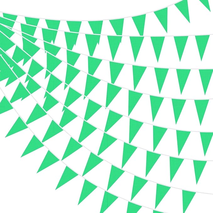 Tatuo 820 ft 500 Pcs Pennant Banner Flag String Hanging Triangle Bunting Flag for Carnival Party Outdoor Events Birthday Classroom Decoration(Green)