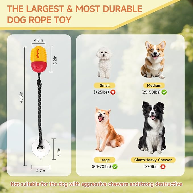 Indestructible Dog Toys-Interactive Suction Cup Tug of War Toy for Aggressive Chewers,Dog Puzzle & Enrichment Toys to Keep Dogs Busy,Red Yellow