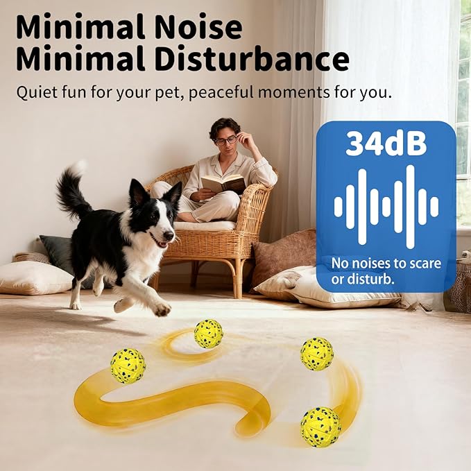 JoyBruko Interactive Dog Toys Ball, Moving Dog Toys to Keep Them Busy, Automatic Self Rolling & Bouncing, Soft E-TPU Material IPX7 Waterproof, Enrichment for Small Medium Large Breeds, Yellow