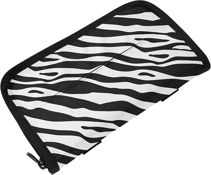 Car Tissue Holder Car Napkin Holder Car Tissue Box Dispenser Storage Case Sun Visor Mask Holder with Adjustable Straps Reusable Refillable Zebra Print