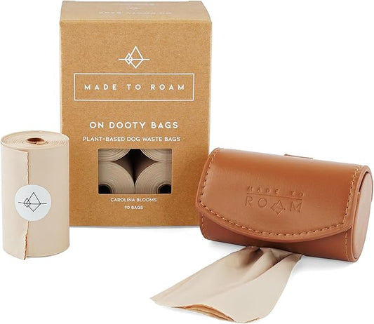 MADE TO ROAM On Dooty Pack - Premium Dog Poop Bag Holder for Leash, Vegan Leather Waste Bag Dispenser for Poop Bag Rolls (Set - Arizona Heartbeat, On Dooty Set (Holder + 1 Box of Bags))