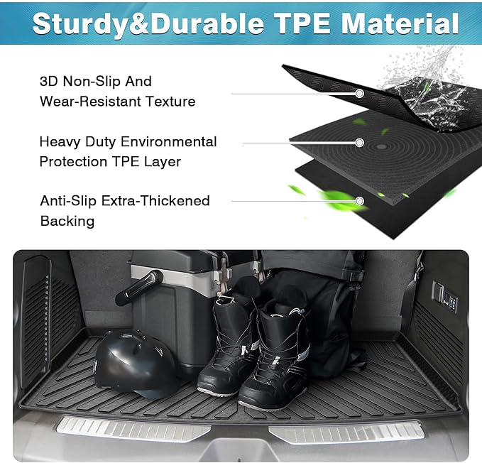 Mixsuper Cargo Liner for Chevrolet Tahoe/GMC Yukon 2021-2026, All Weather Cargo Mat Trunk Liner, Behind The 3rd Row Seats, Black