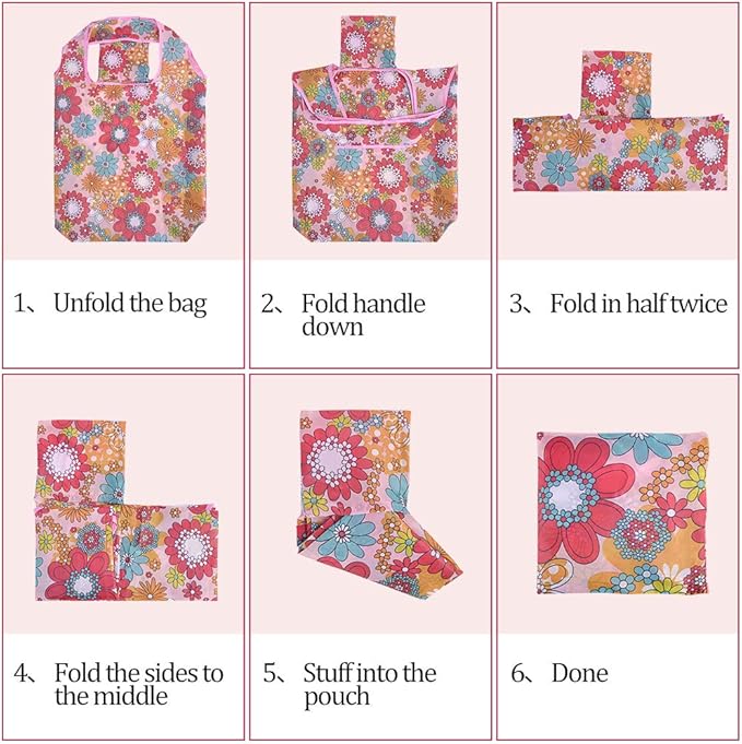 SZUAH 10 Pack Reusable Grocery Shopping Bags, Foldable Shopping Bags Grocery Tote with Attached Pouch,Machine Washable Eco-Friendly.