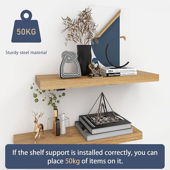 MLOQI 4 Pack Floating Shelf Bracket Heavy Duty, Hidden Shelf Brackets 5mm Thick L Brackets for Shelves up to 50 KG (White 30cm)