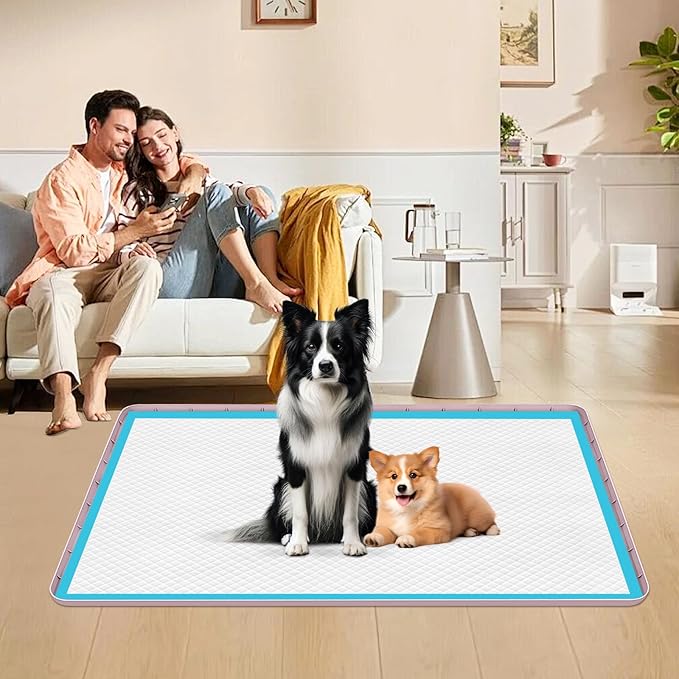 Pee Pad Holder for Dogs, 40" x 28" Silicone Pee Tray Mat Leak-Proof, High Edge, No Spill Pet Pad Holder for Puppy, Cat, Rabbit, Training Pads for Floor Protection, No Pee Pads (Pink)