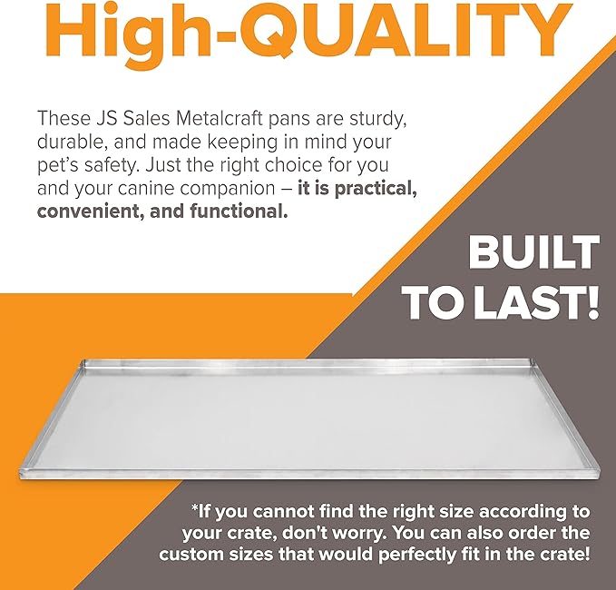 Pinnacle Systems 23.5" x 17.5" Metal Replacement Dog Crate Pan Chew Proof Crack Proof Pet Kennel Tray Central Dog Training Crate Pan Pet Supplies, Stainless Steel, 1" H