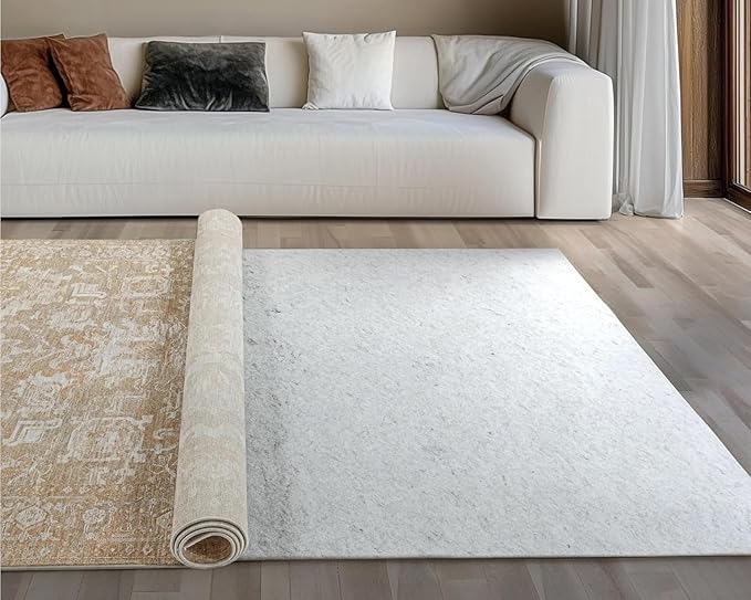 WELL WOVEN Felt Rug Pad - Non-Slip 1/4" Thick Preminum Felt, Safe for All Floors- 3' x 5'- Durable, Cushioned, Protects Hardwood & Carpet