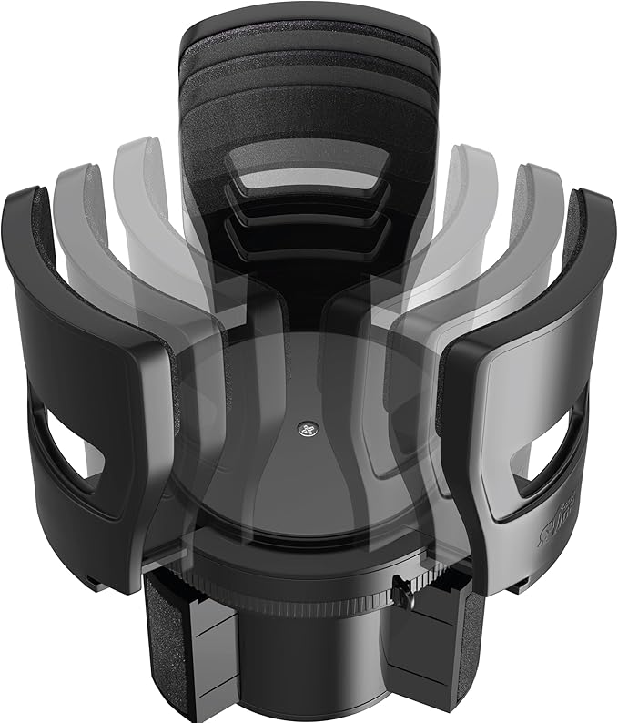 GORILLA GRIP Car Cup Holder Expander, Keeps Large Drink Cups Secure, Expander Fits Yeti, HydroFlask, Stanley 18 to 48oz, Stocking Stuffer, Gifts for Men, Women, Adjustable Arms and Base, Black