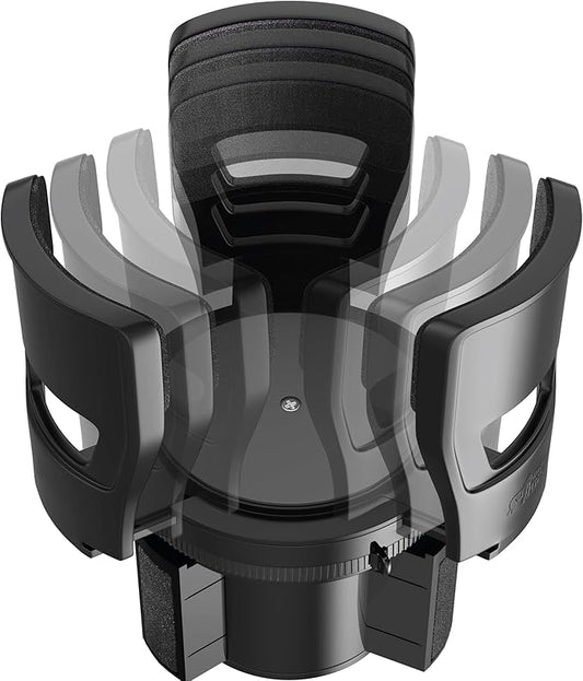 GORILLA GRIP Car Cup Holder Expander, Keeps Large Drink Cups Secure, Expander Fits Yeti, HydroFlask, Stanley 18 to 48oz, Stocking Stuffer, Gifts for Men, Women, Adjustable Arms and Base, Black