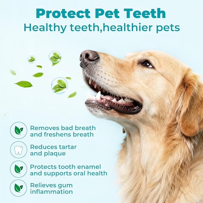 Falatong Pet Teeth Cleaning Finger Wipes for Cats and Dogs, Unscented Tartar Control with Tea Polyphenol, Fresh Breath, 50 Count