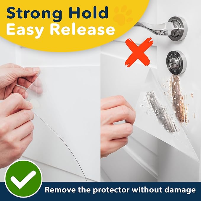 PROTECTO 2-Pack Heavy Duty Door Protector from Dog Scratching, 18 x 12” Clear Door Scratch Protector, Easy to Install on Window, Wall, Screen & Sliding Doors | Cat Scratch Guard for Indoors Outdoors