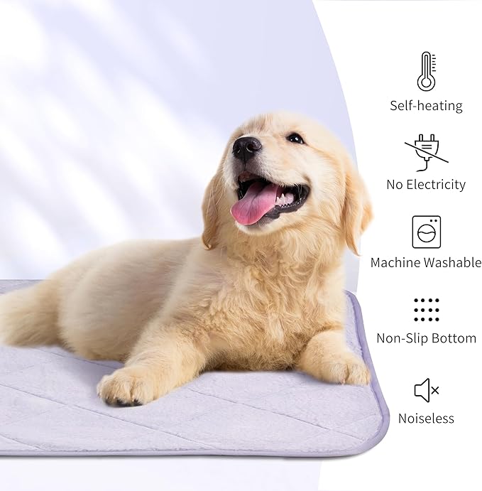 NWK Fluffy Self Warming Cat Mat, Cat Blanket, Thermal Dog Mat, Washable, Non-Slip Bottom for Sofa & Crate & Kennel & Car Seat (Purple, X-Large (45'' X 28'' X 0.4''))