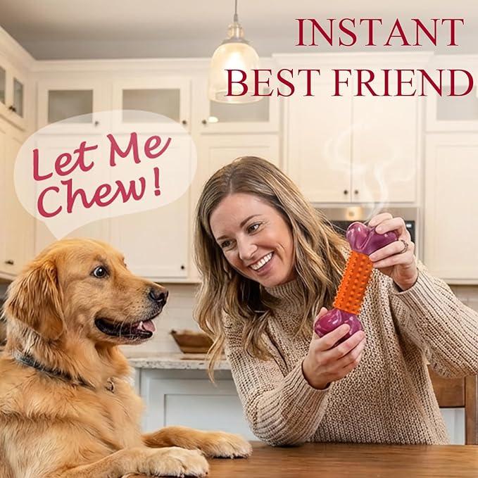 Apasiri Dog Toys for Aggressive Chewers Large Breed 2-Pack: Heavy Duty Chew Toys for Medium Dogs Indestructible Orange Dog Gift with Peanut Butter Flavor