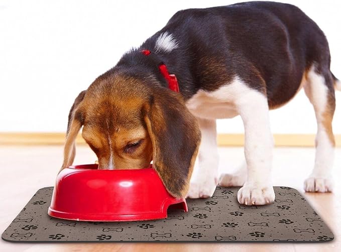Dog Food Mats,Cat Absorbent Water Bowl Feeding Mats Pet Placemats for Food and Water Spot 12 * 20 inch