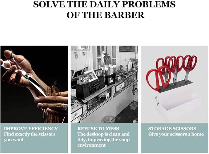 Professional Salon Shear Holder Rack, Salon Hairdressing Combs Clips Box Scissors Storage Box Organizer Case Barber Accessories, for Hair Stylist Office Home(White)
