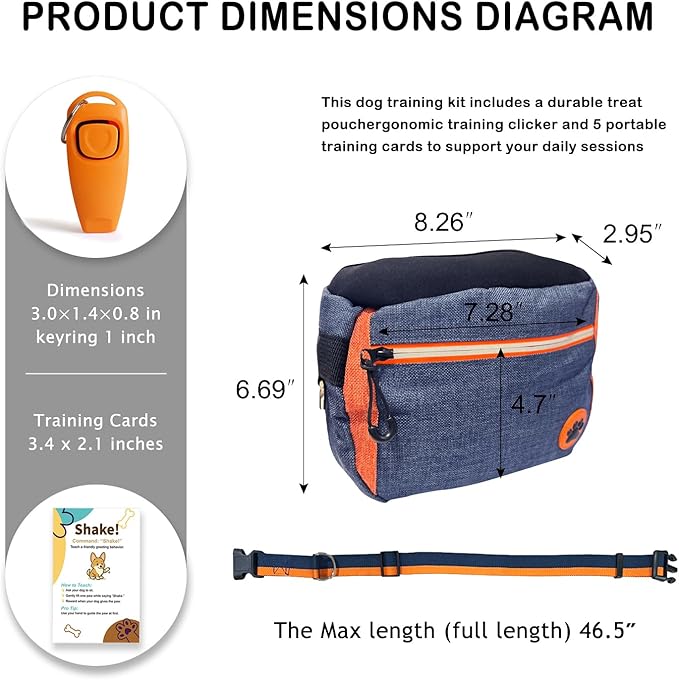 Fmtpesou Dog Treat Pouches Bag for Training – Removable Liners, Large Opening Capacity Treat Bag with Clicker, Training Guide, Waist Strap Clip Treat Fanny Pack for Dog Training and Walking