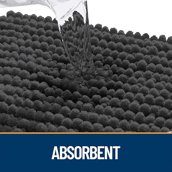 OLANLY Dog Door Mat for Muddy Paws 48x30, Ultra Absorbent Chenille Mud Doormat, Non-Slip Washable and Dirt Trapping Doormat for Indoor Entryway, Quick-Dry Indoor Pet Bed Mats for Dogs, Dark Grey
