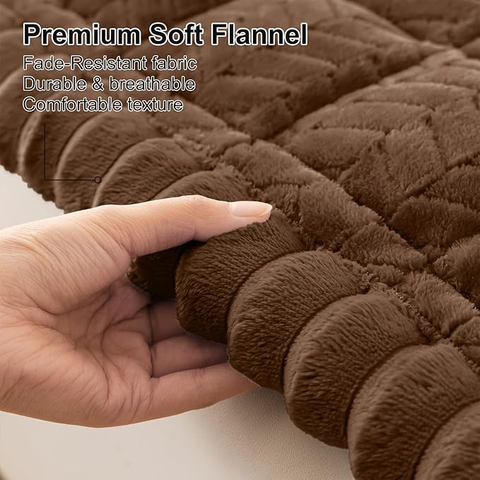 Smiry Non Slip Couch Covers for Dogs, Fuzzy Pet Couch Covers for 3 Cushion Sofa Pet Friendly, Soft Sofa Slipcovers Cushion Furniture Protector Washable (Brown, 35.4" x 88")