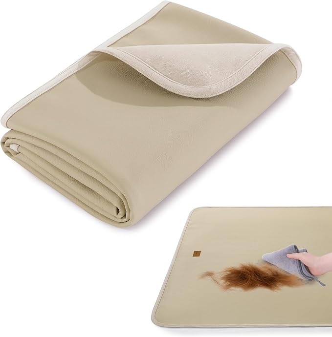 HOMBYS Pet Hair Resistant Dog Blanket, 53"x42" Waterproof PU Surface & Soft Velvet, Reversible Couch Cover for Furniture, Sofa Protector, Machine Washable Kennel Bed Blanket for Medium Dogs & Cats