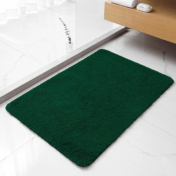 Verdant Green Bathroom Rugs 24"x36" - Fluffy Microfiber Bath Mat, Non Slip and Absorbent Bathroom Floor Mat, Machine Washable Plush Rug - Ideal for Tub, Cabinet or Washroom