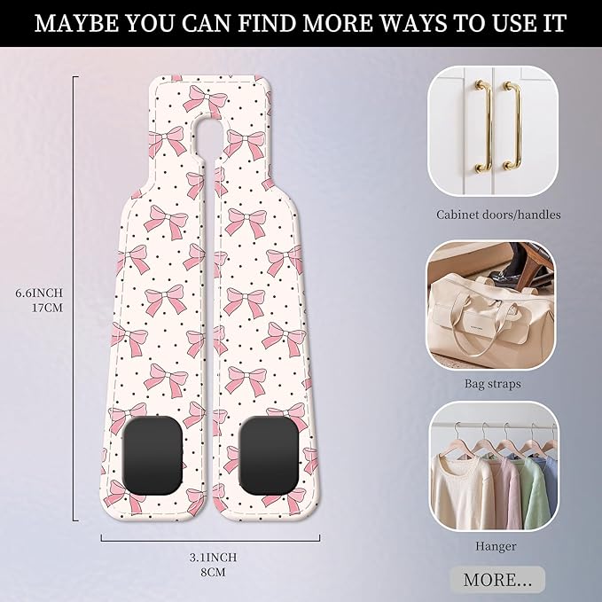 PU Leather Car Seat Hook, Storage Headrest Hanger, Cute Car Backseat Organizer, Car Hooks For Purses and Bags Pink Bow Pattern