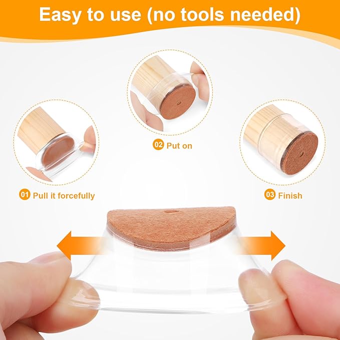 CHUNZEXI 16 Pack Chair Leg Floor Protectors for Hardwood Floors, Silicone Felt Covers Pads Caps, Protect Wood Furniture Feet Floors Noise Reduce and Scratch (Universal Small & Clear)