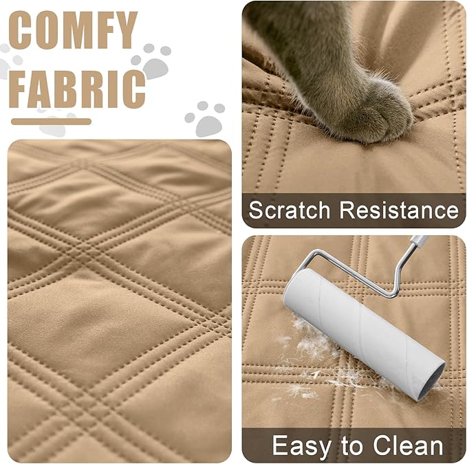 Smiry Waterproof Dog Bed Cover Blanket 52x82, Soft Reversible Pet Blanket, Washable Leakproof Cats Dogs Couch Cover for Sofa, Couch, Furniture, Lattice, Camel/Beige
