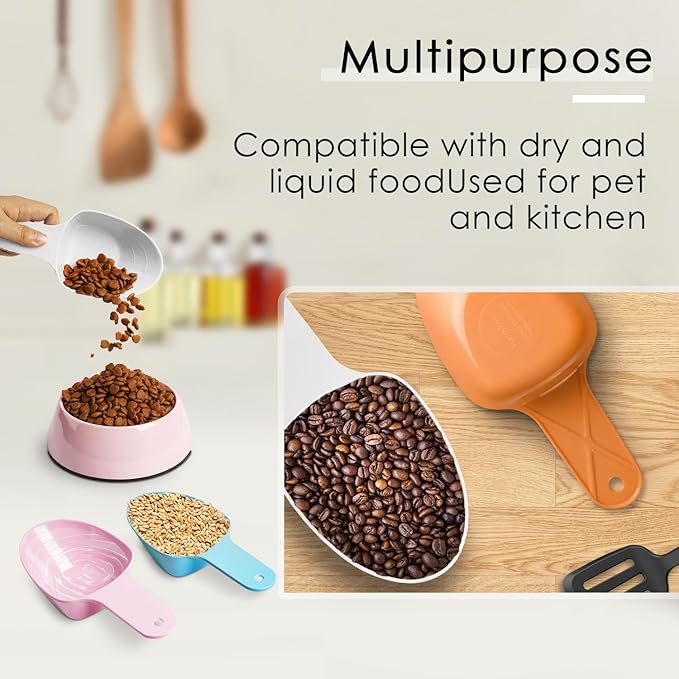 FURMYLOVE Dog Food Scoop-Melamine Pet Food Measuring Cup - 1 Cup 1/2 Cup 1/4 Cup Dog Cat Bird and Rabbit Food Feeding Scoop Dishwasher Safe - White