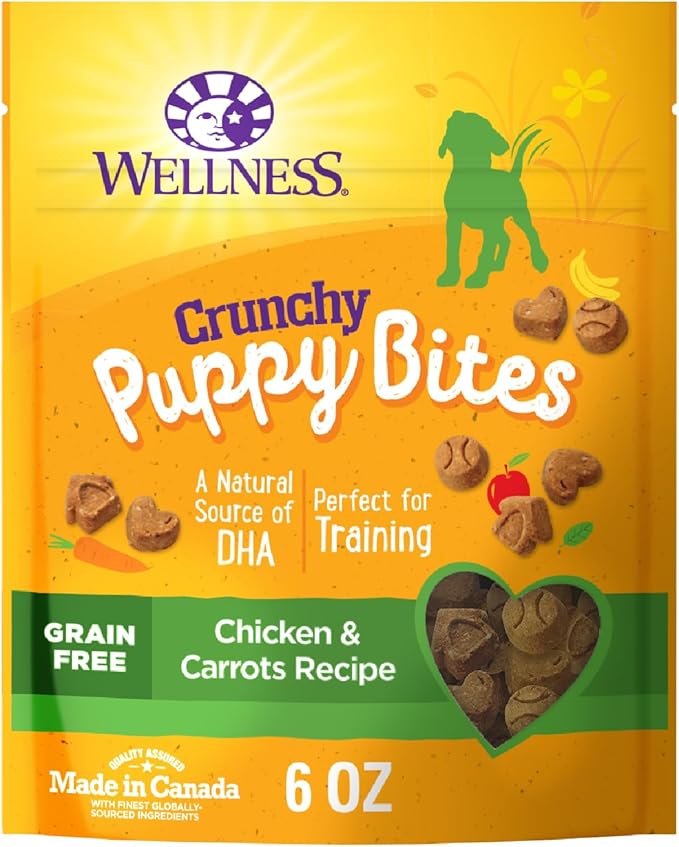 Wellness Puppy Treats, Natural, Training Treat, Grain Free, Crunchy Chicken & Carrot (6 Ounce Bag)