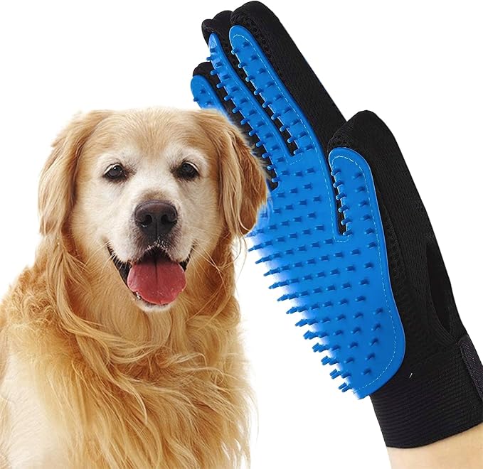 Pet Grooming Glove- pet washing Glove For Bathing-Pet Hair Remover glove For Cleaning Upgrade Grooming Brush For Long and Short fur- Efficient Washing Glove For Dogs & Cats -1 Pack [Right-Hand] Blue