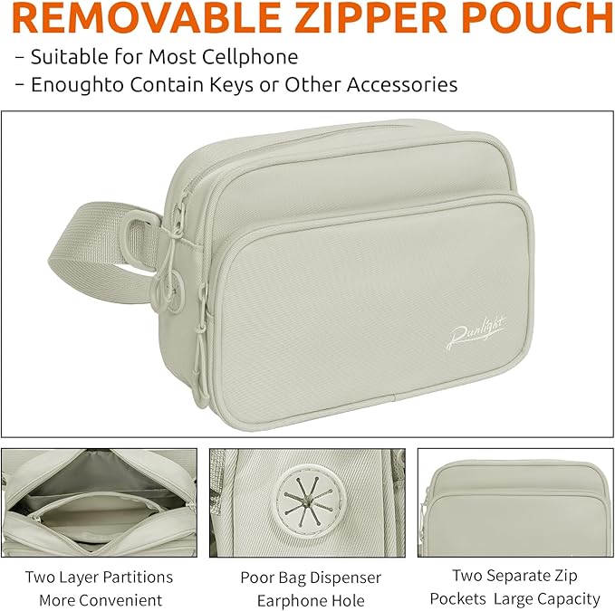 Runlight Dog Training Treat Pouch Fanny Pack,Dog Waist Belt,Dogs Walking Bag Crossbody with Poop Bags,Puppy Treat Bag Training Pouch (Khaki)