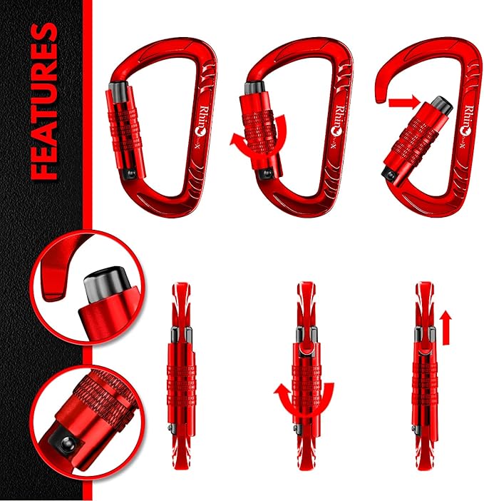 12kN (2697 lbs) Heavy Duty Carabiner Clips, for Securing Pets, Outdoor, Camping, Hiking, Hammock, Dog Leash Harness, Keychains