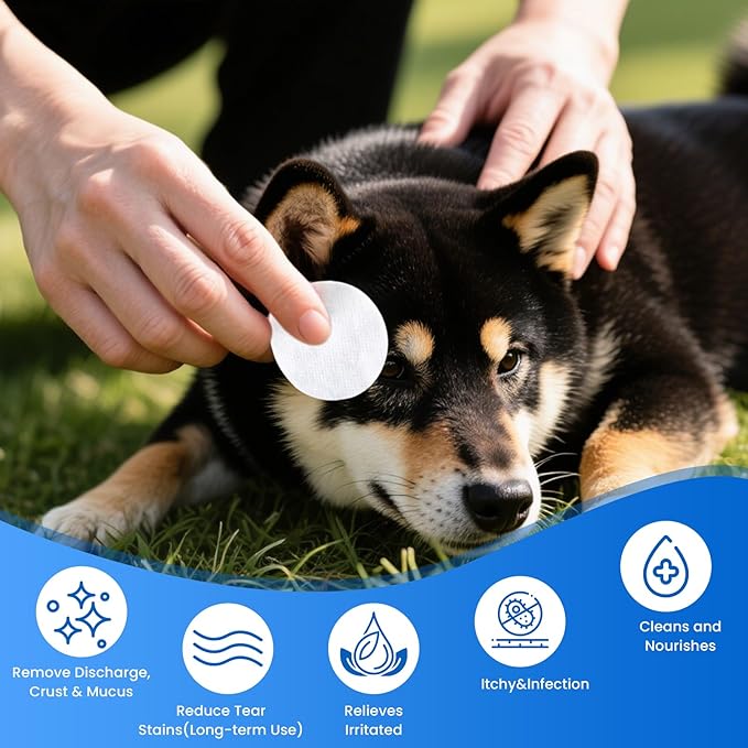 VOISEN 400Pcs Eyes Wipes for Dogs, Pet Tear Stain Remover Wipes, Care Eye Wash Pads for Dogs and Cats, Face, Eye Cleaner Pads to Gently Remove Discharge, Eye Wipes for Dogs & cat Eye Wipes