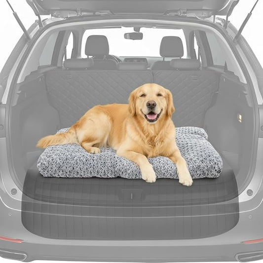 BBTO 47 x 29 Inches Extra Thick Dog Bed for Car Trunk SUV, Non-slip SUV Cargo Liner, Large Size Dog Blanket Mat Pet Backseat Cover with Anti Slip Sticker Travel Hair Resistant Backseat Extenders Cover