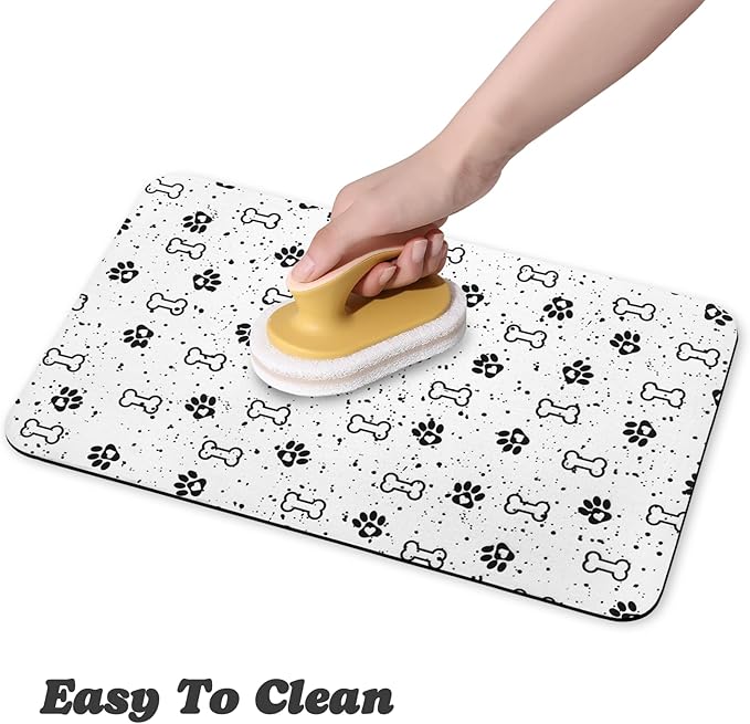 Dog Food Mats,Cat Absorbent Water Bowl Feeding Mats Pet Placemats for Food and Water Spot 17 * 30 inch