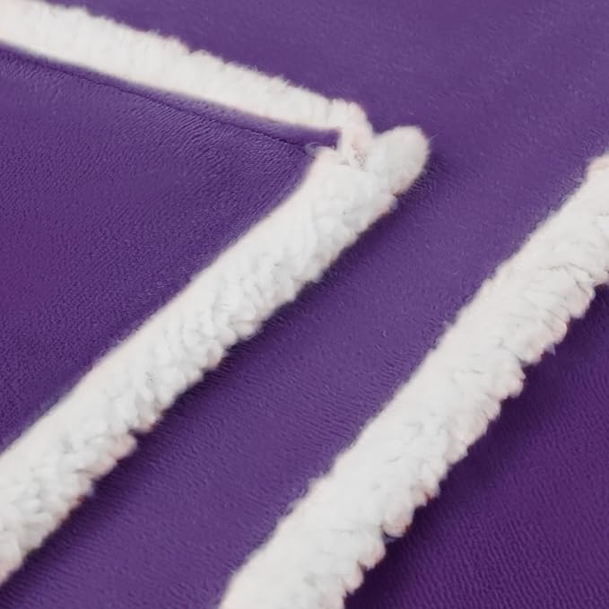 Luciphia Waterproof Bed Blanket Washable,Soft Sherpa Fleece Puppy Reversible Throw Blankets for Small Dog Cat,Furniture Cover Protector Couch Bed from Liquid Pee and Pet Fur, Purple White, 40" x 28"